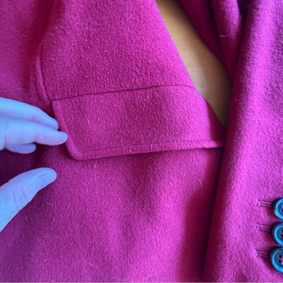 Talbots 8 red wool nylon blend long winter pea coat formal career coat - Picture 5 of 12